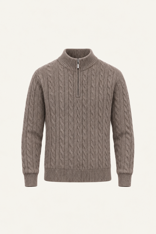 Seviro Australian Wool Cable Knit Taupe