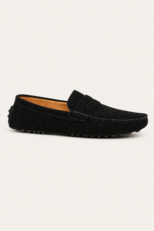 Suede Driver Loafers Black
