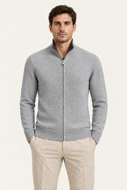 Sivaro Cashmere Reversible Zip Knit Dark Grey & Grey