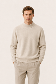Aurelio Cashmere Mock Neck Sand
