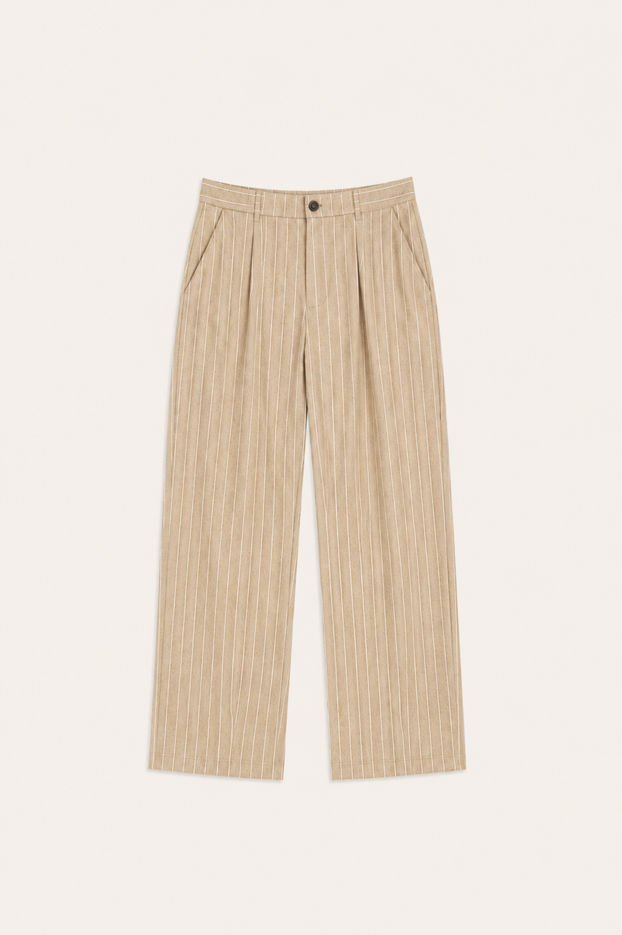 Borelo Linen Striped Trousers Khaki
