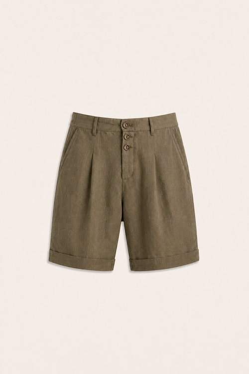 Morano Linen Short Brown Green