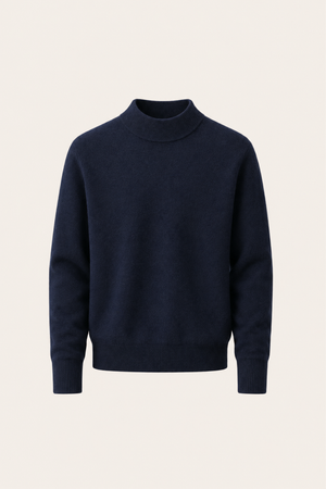 Aurelio Cashmere Mock Neck Navy