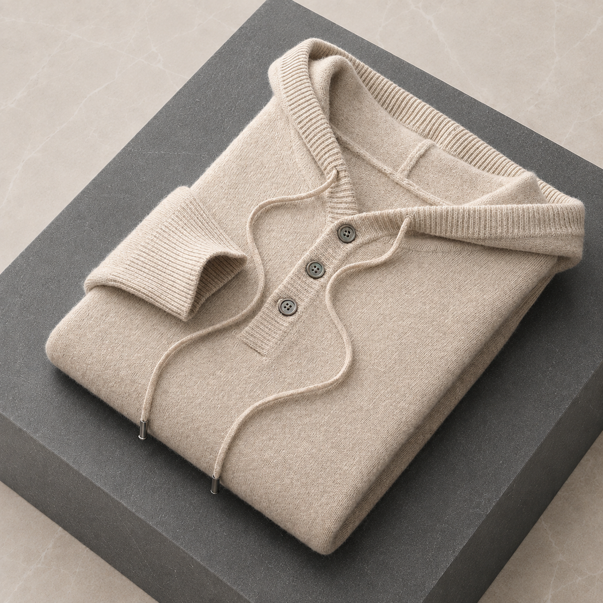 Avaro Merino Hooded Knit Beige