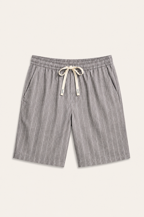 Nerivo Linen Striped Short Grey