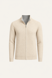 Sivaro Cashmere Reversible Zip Knit Beige & Grey