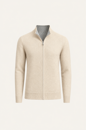 Sivaro Cashmere Reversible Zip Knit Beige & Grey