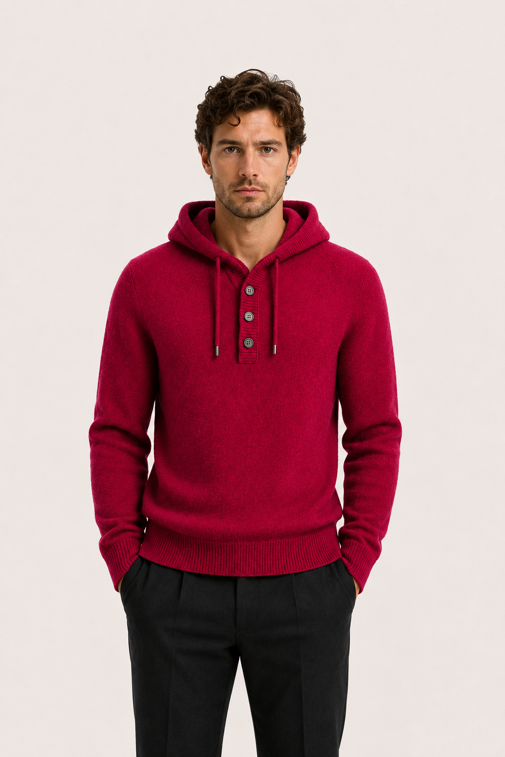 Avaro Merino Hooded Knit Burgundy
