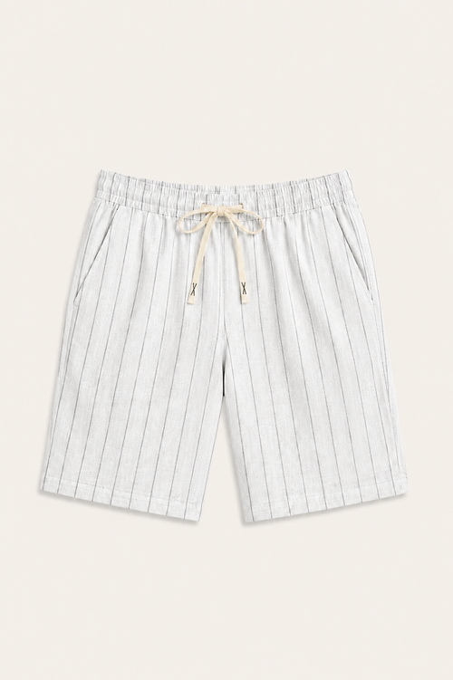 Nerivo Linen Striped Short White