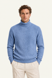 Moravi Cashmere Knit Turtleneck Blue