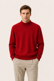 Aurelio Cashmere Mock Neck Red
