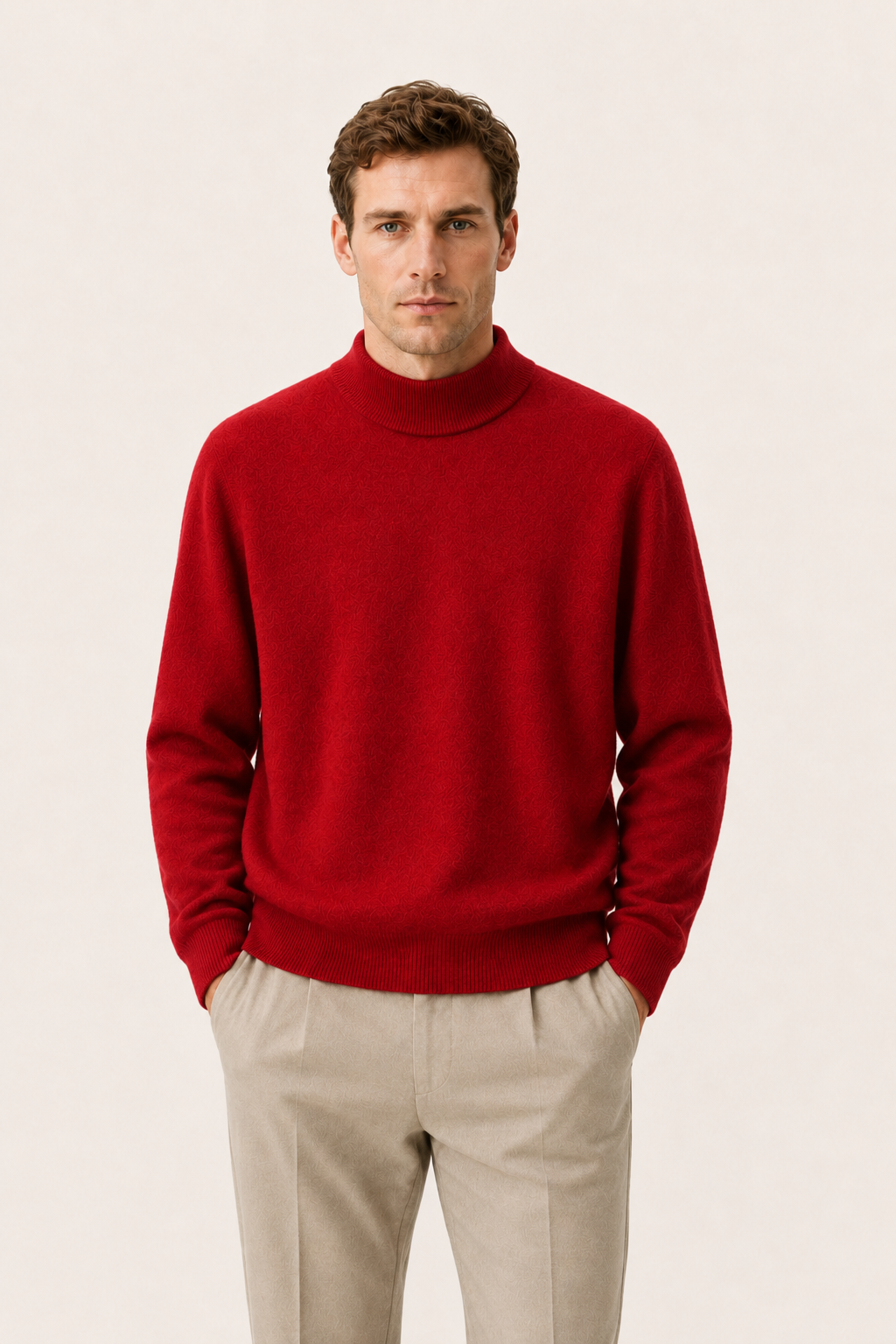 Aurelio Cashmere Mock Neck Red