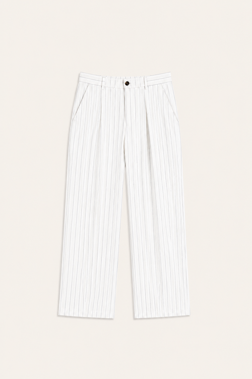 Borelo Linen Striped Trousers White