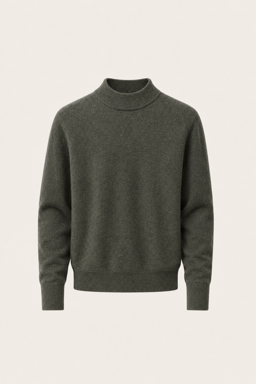 Aurelio Cashmere Mock Neck Moss Green