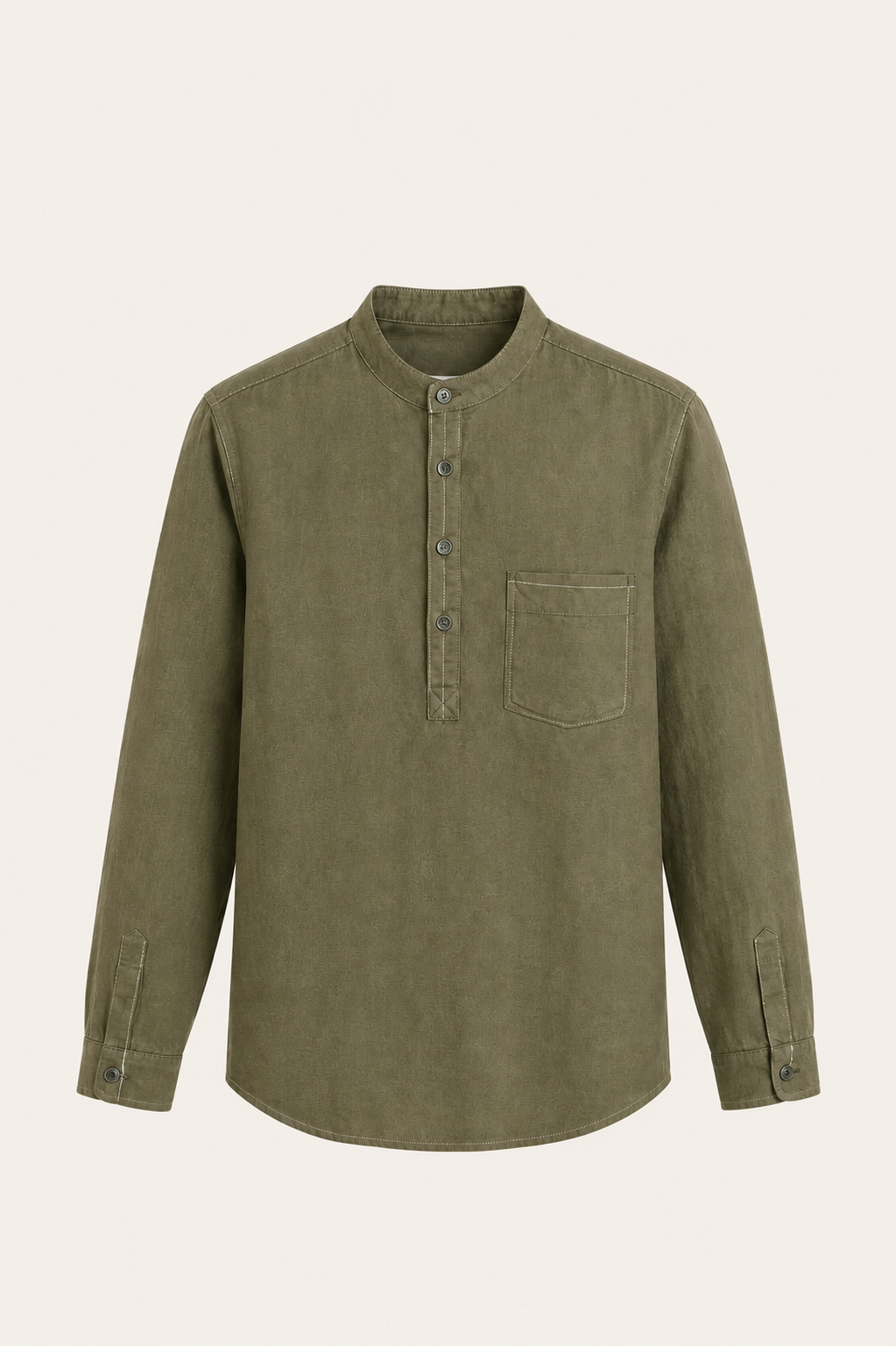Gavero Cotton Quarter Shirt Green