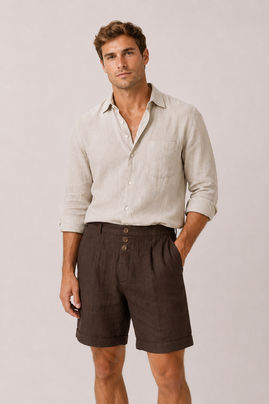Morano Linen Short Brown