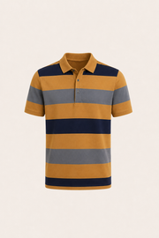 Parello Striped Cotton Polo Mustard