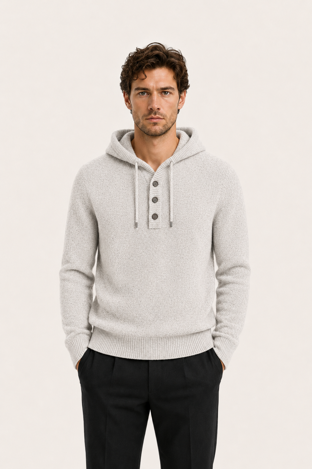 Avaro Merino Hooded Knit Grey