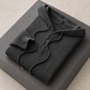 Avaro Merino Hooded Knit Dark Grey