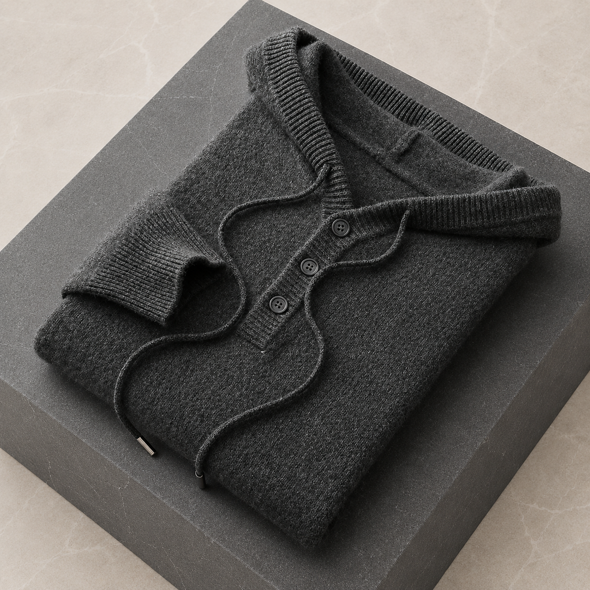 Avaro Merino Hooded Knit Dark Grey