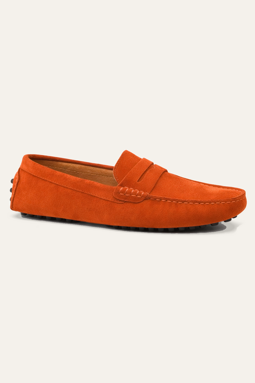 Suede Driver Loafers Orange
